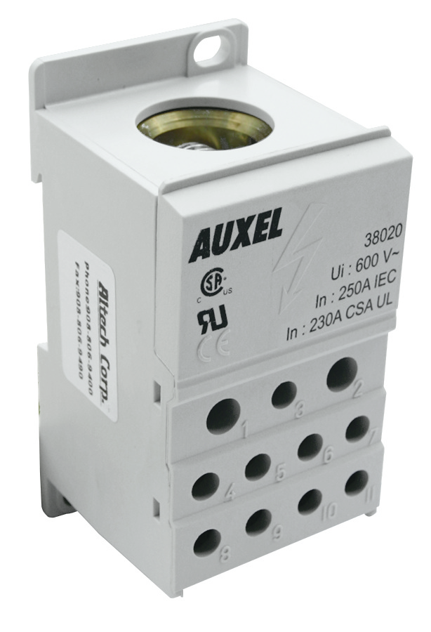 ALTECH 38020 1pole disti block, 230A, In 1x2 -, 4/0AWG, Out11x14 - 2AWG