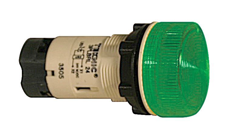 Pilot Light 22mm, Integral LED, Green Lens/Green LED 230 V AC