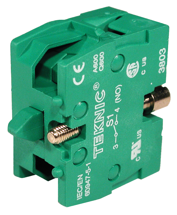 Contact Block, NO, Panel Mount, GREEN